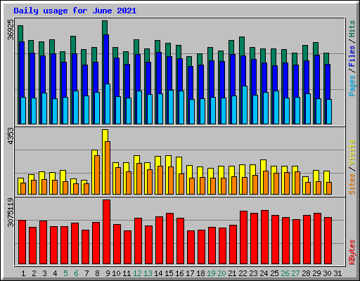 Daily usage for June 2021