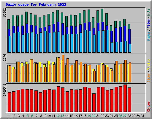 Daily usage for February 2022