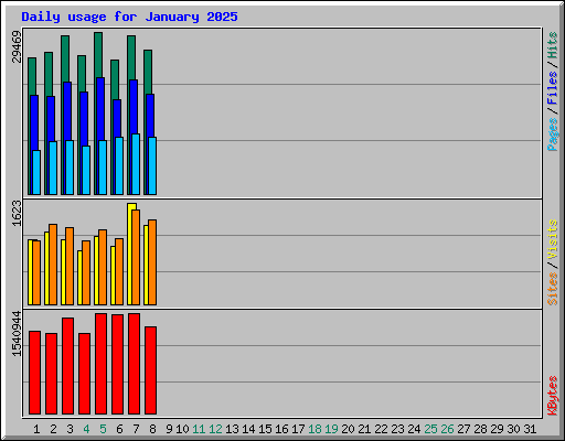 Daily usage for January 2025