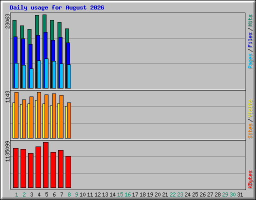 Daily usage for August 2026